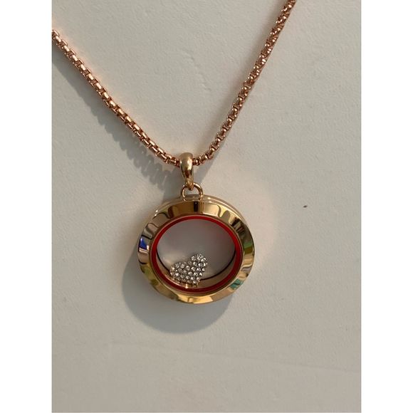 Rose Gold Locket Chain and Crystal Heart #keepsake #rose gold #heart - Picture 1 of 7